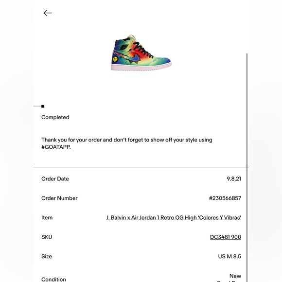 J. Balvin x Air Jordan 1 Retro OG High 'Colores Y Vibras' Sneakers size US M 8.5 - Picture 14 of 14